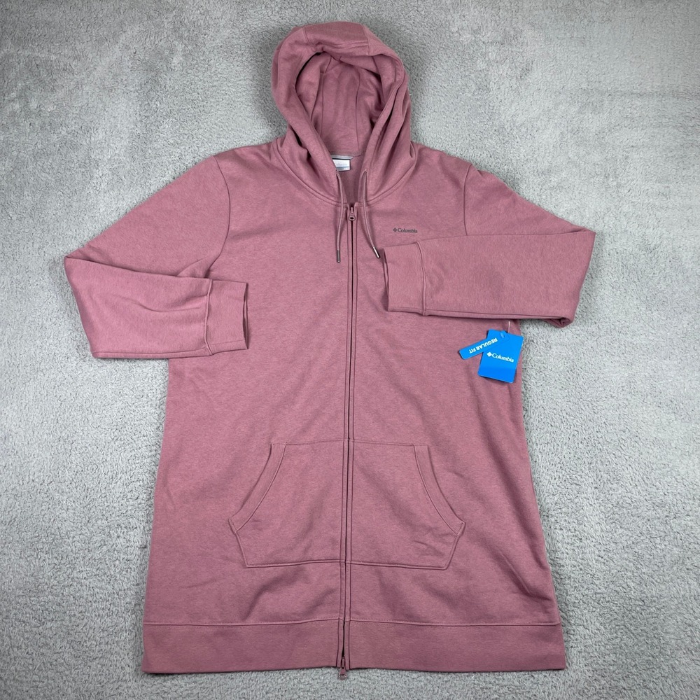 Columbia Burr Trail‎ Long FZ Hoodie Womens XXL Mauve Pink Full Zip Fleece NEW